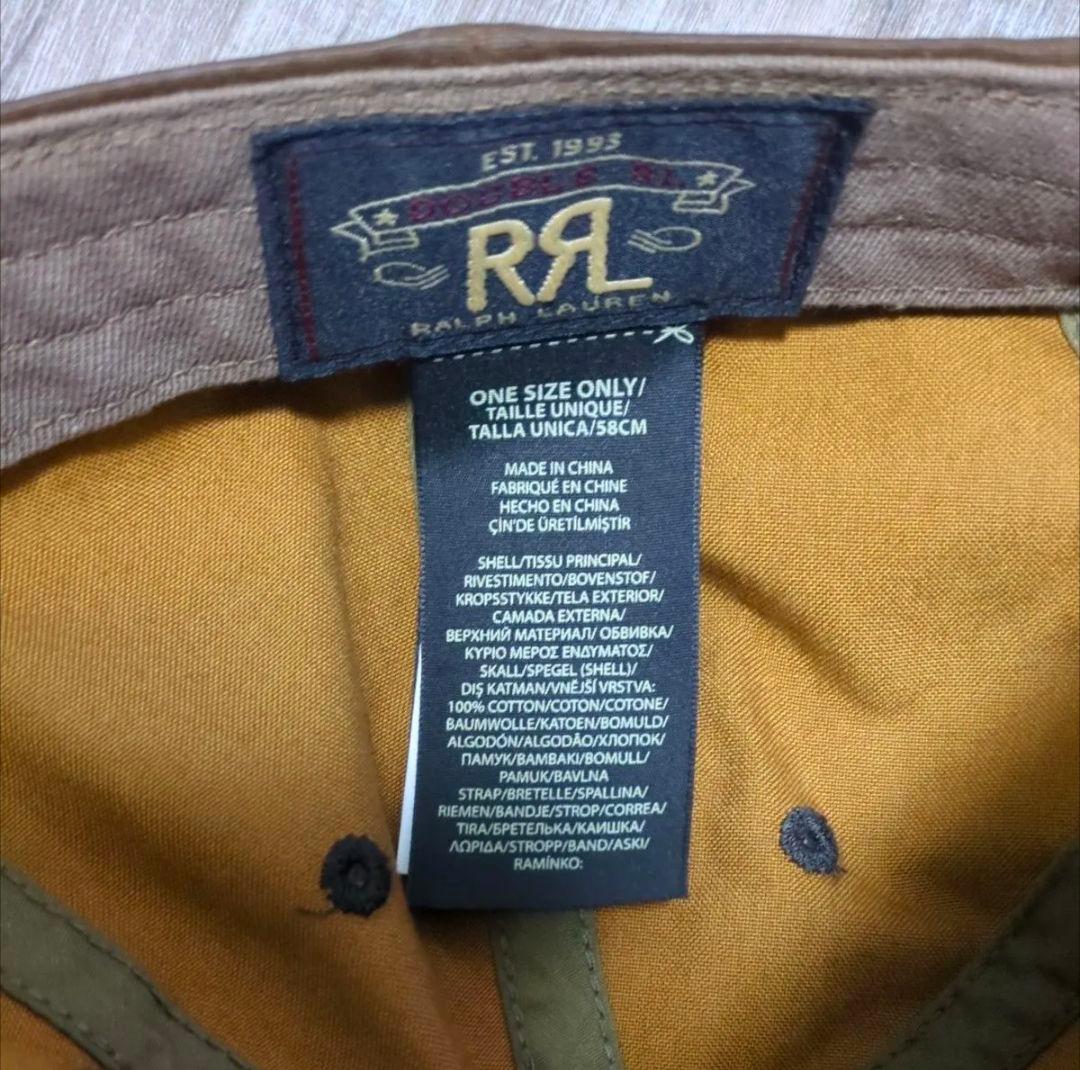 RRL ダブルアールエル コーデュロイオイルドキャップ ブラウン ロゴ刺繍