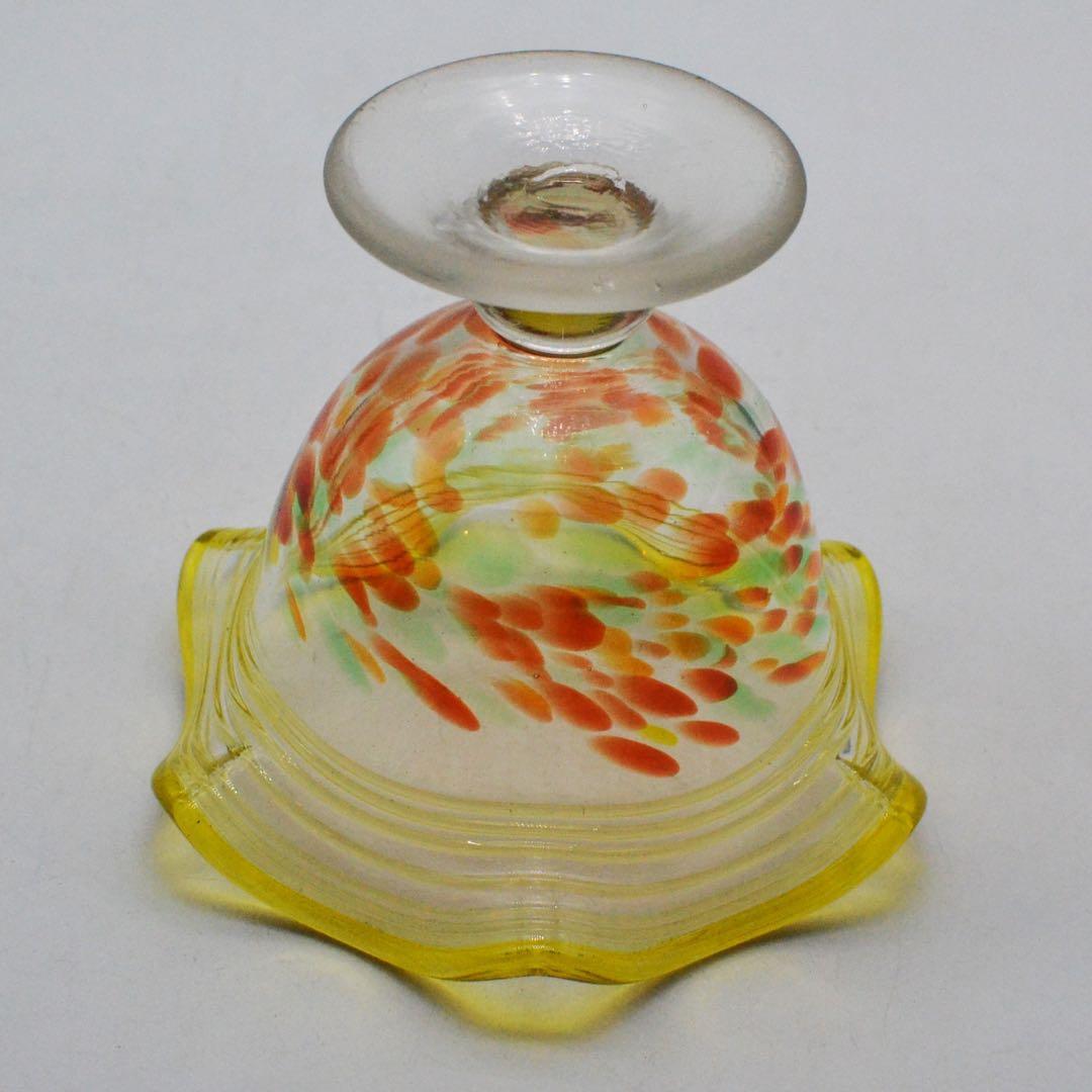 昭和レトロ 氷コップ　糸巻き　花吹雪　吹きガラス