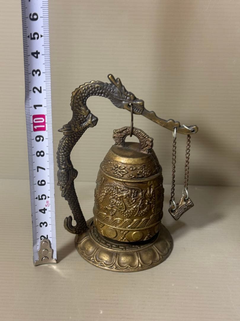 2404 中国骨董　銅器　龍鐘  吊り鐘　康熙年製銘　置物　時代物