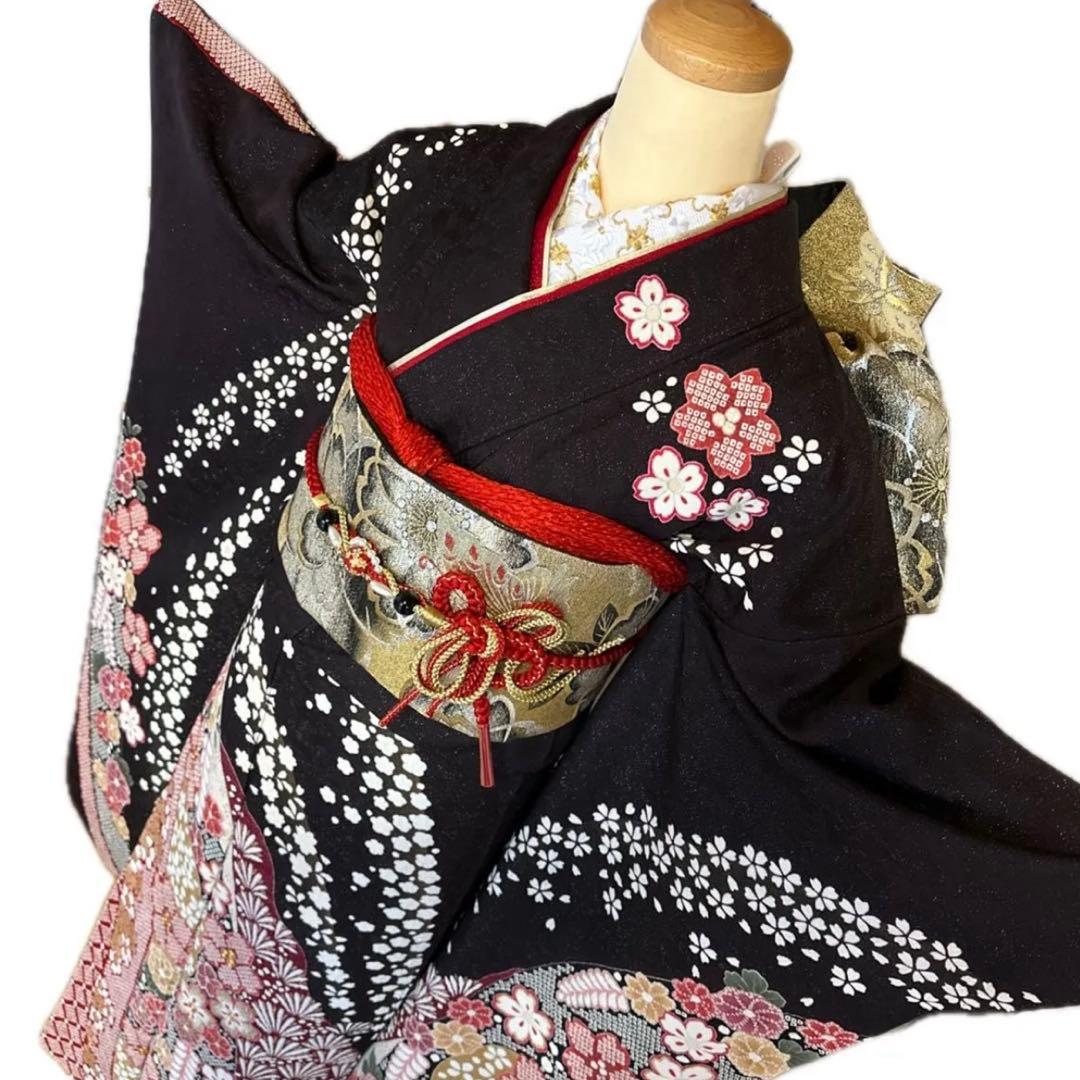 【京都キモノ友禅】金駒刺繍×部分絞り銀通し煌めく王道古典振袖フルセット　成人式