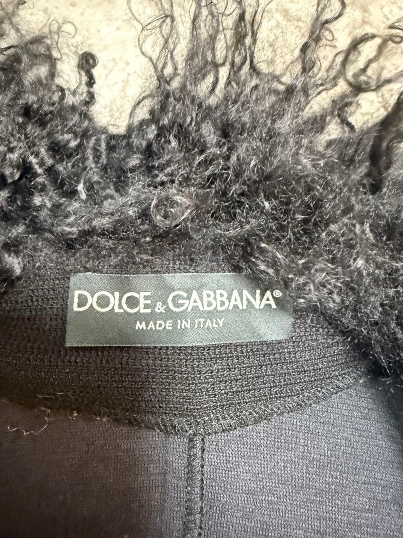 Dolce & Gabbana ファー付き黒ウールジャケット