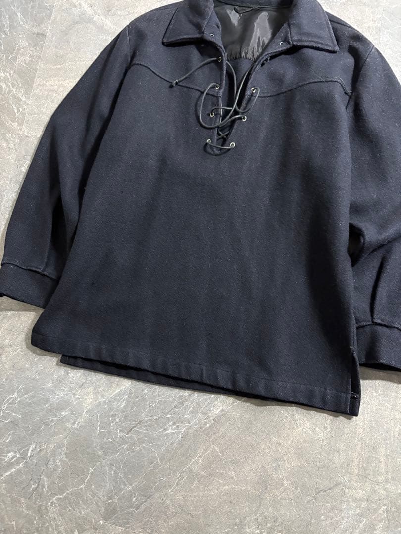 トップス 50s Vintage lace up wool pullover shirt