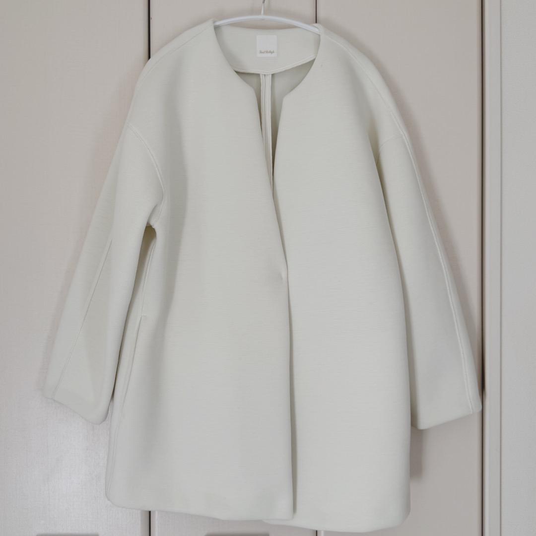 美品NOLLEY'Sノーリーズ　ダンボール　コートショート丈ホワイト