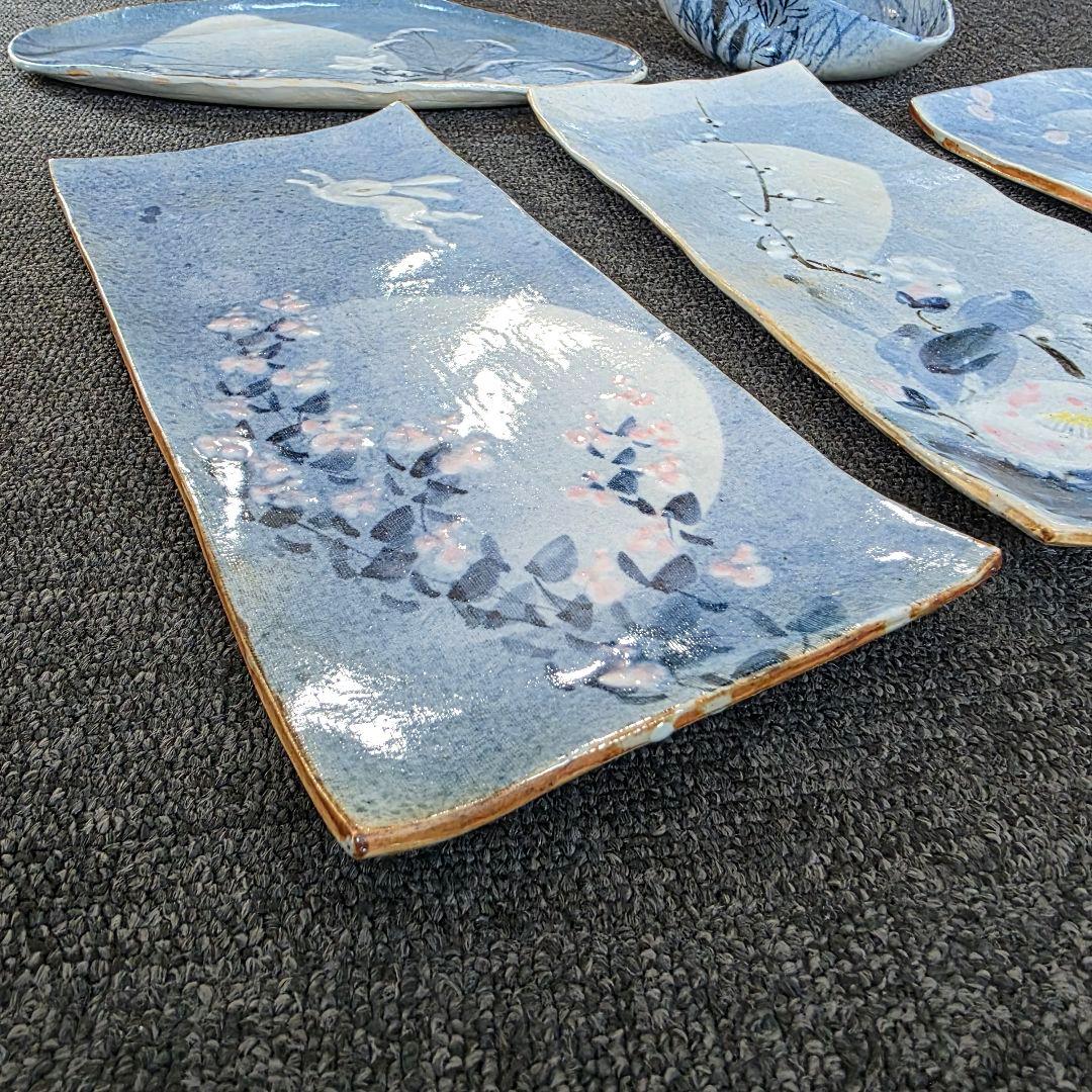 新山光哉　陶器セット　プレート　ボウル　桜　梅　希少