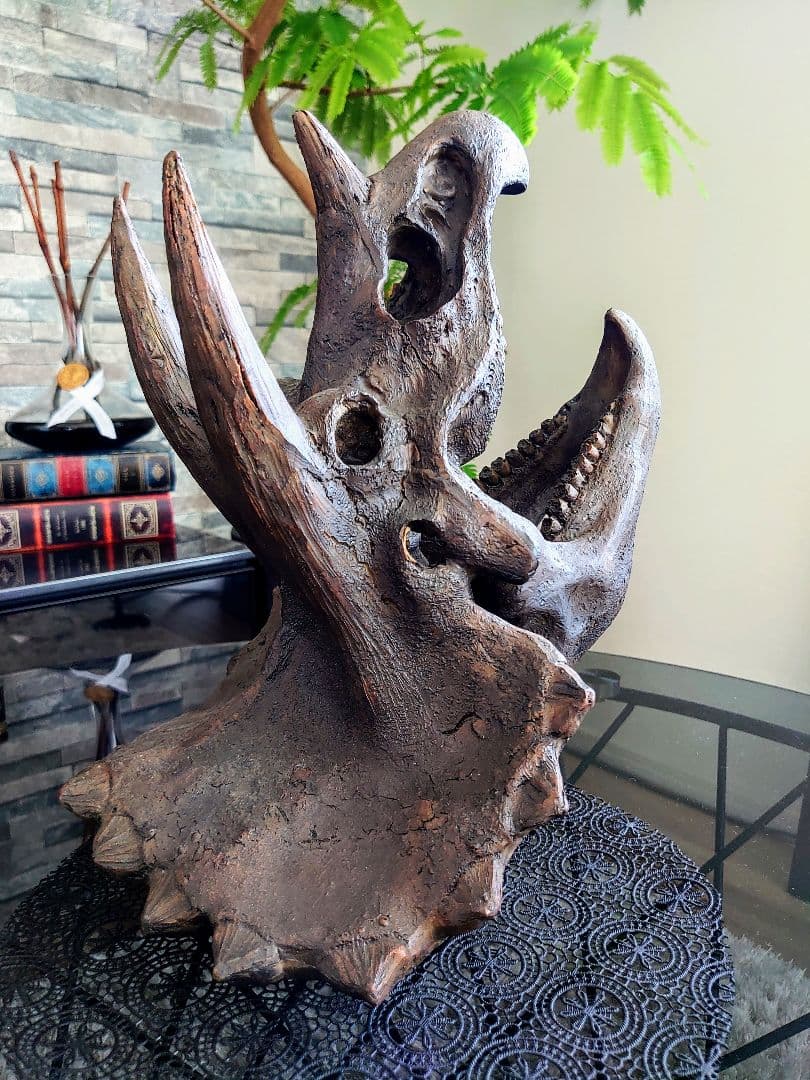 【2個セット】 ティラノサウルス トリケラトプス 頭骨 化石 レプリカ