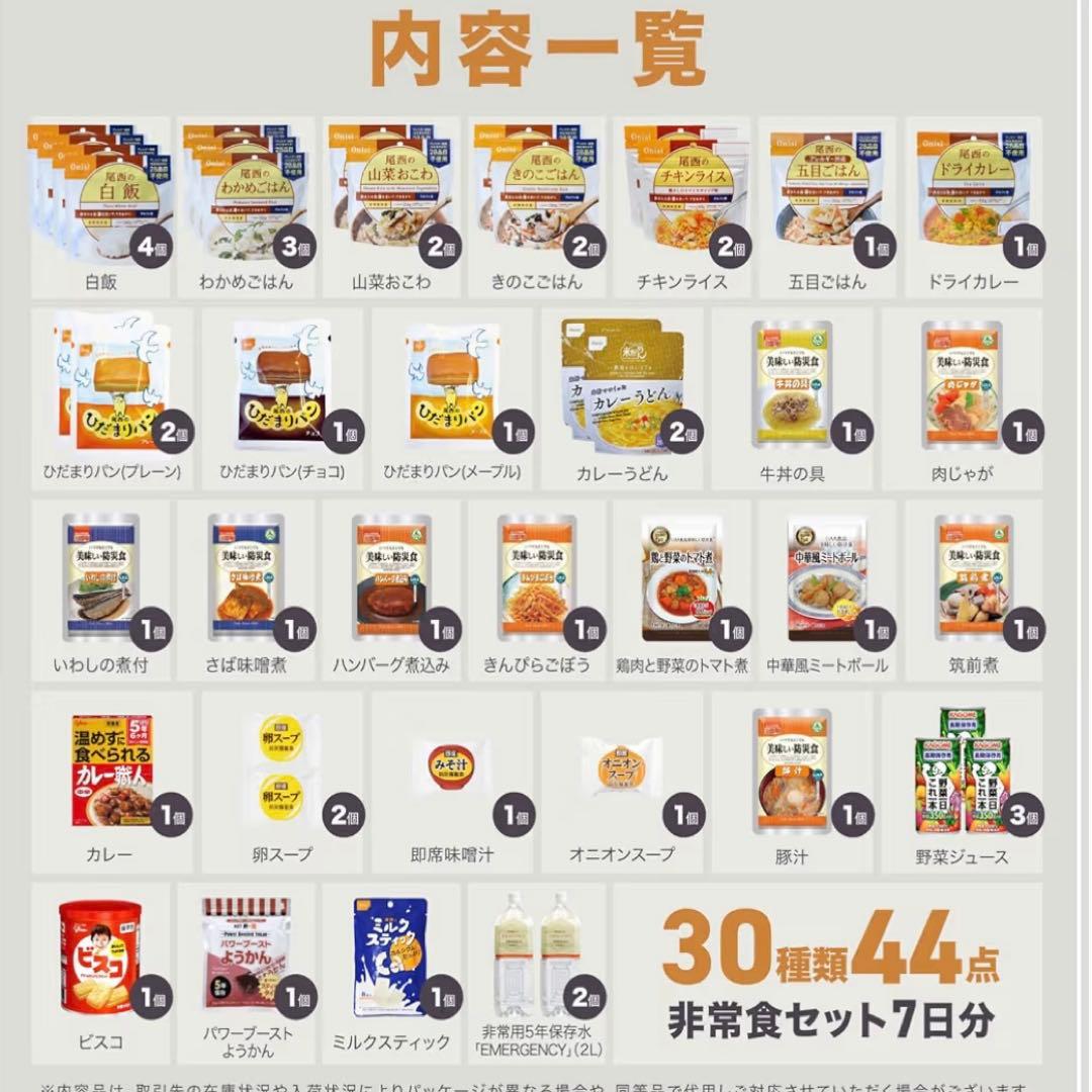 長期保存の非常食セット 栄養バランス 心も身体も満たされる非常食セット 7日分