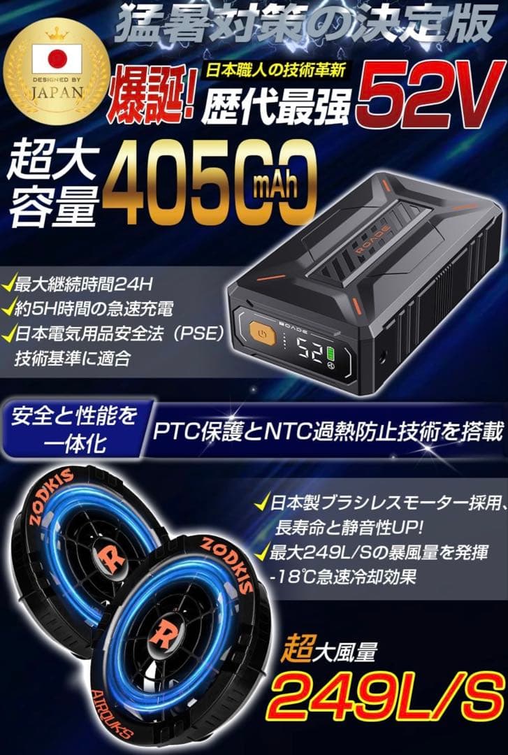 Daonaca 52V ファンバッテリーセット 空調服