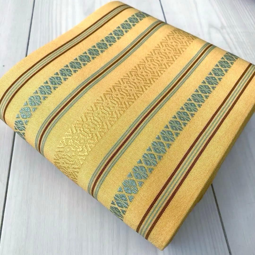 本場筑前博多織　半幅帯　正絹　献上柄　織り出し縞模様　井上絹織物 No.5-22