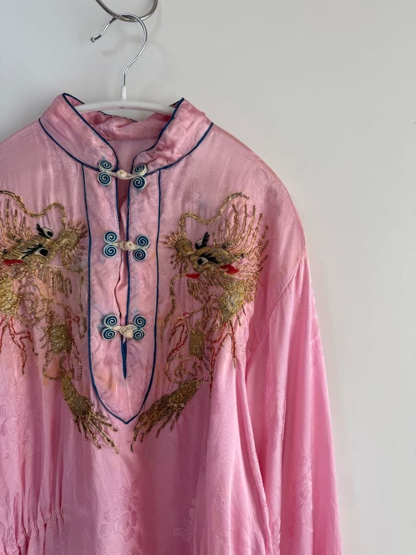 50s サテンチャイナトップス スカシャツ ピンク toro vintage