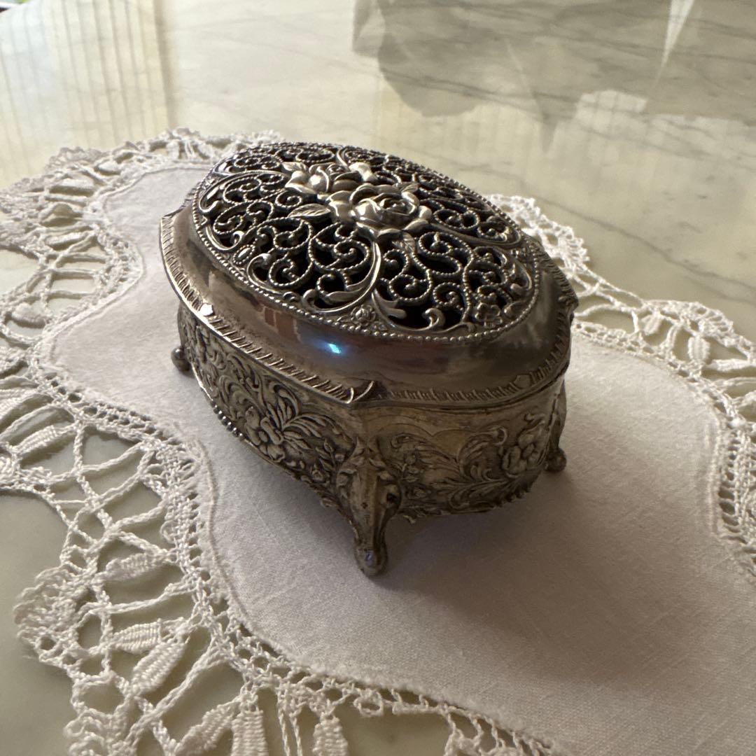 フランス　アンティーク　ヴィンテージ　ジュエリーケース　バラ