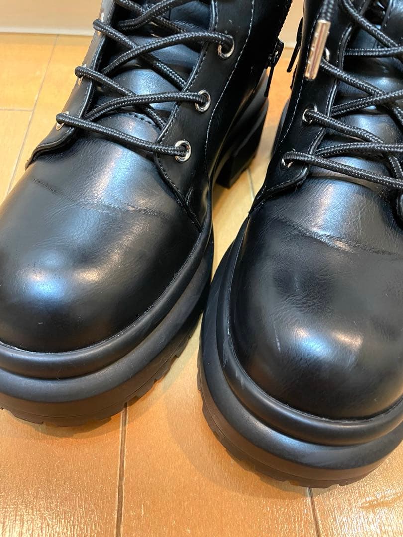 【美品】Ameri/LACE UP TANK SOLE BOOTS/ブラック S