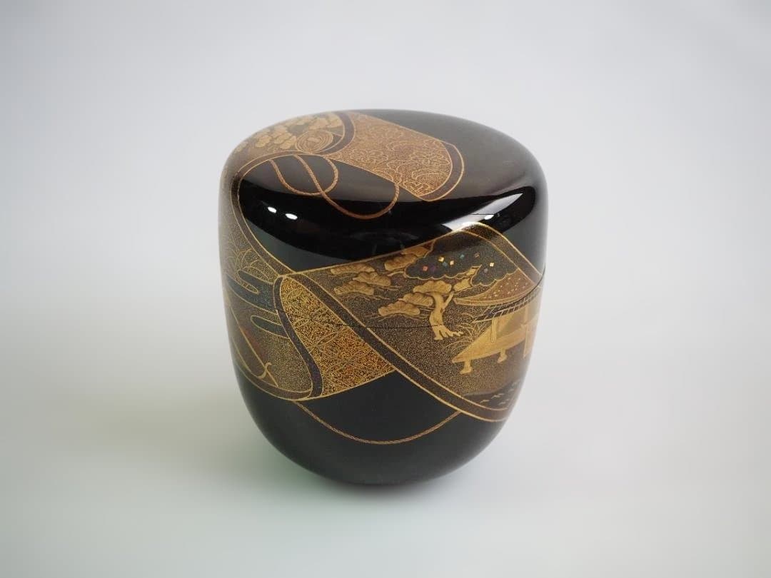 裏千家15世鵬雲斎宗匠御書付『絵巻蒔絵大棗』2代清瀬一光造（共箱）