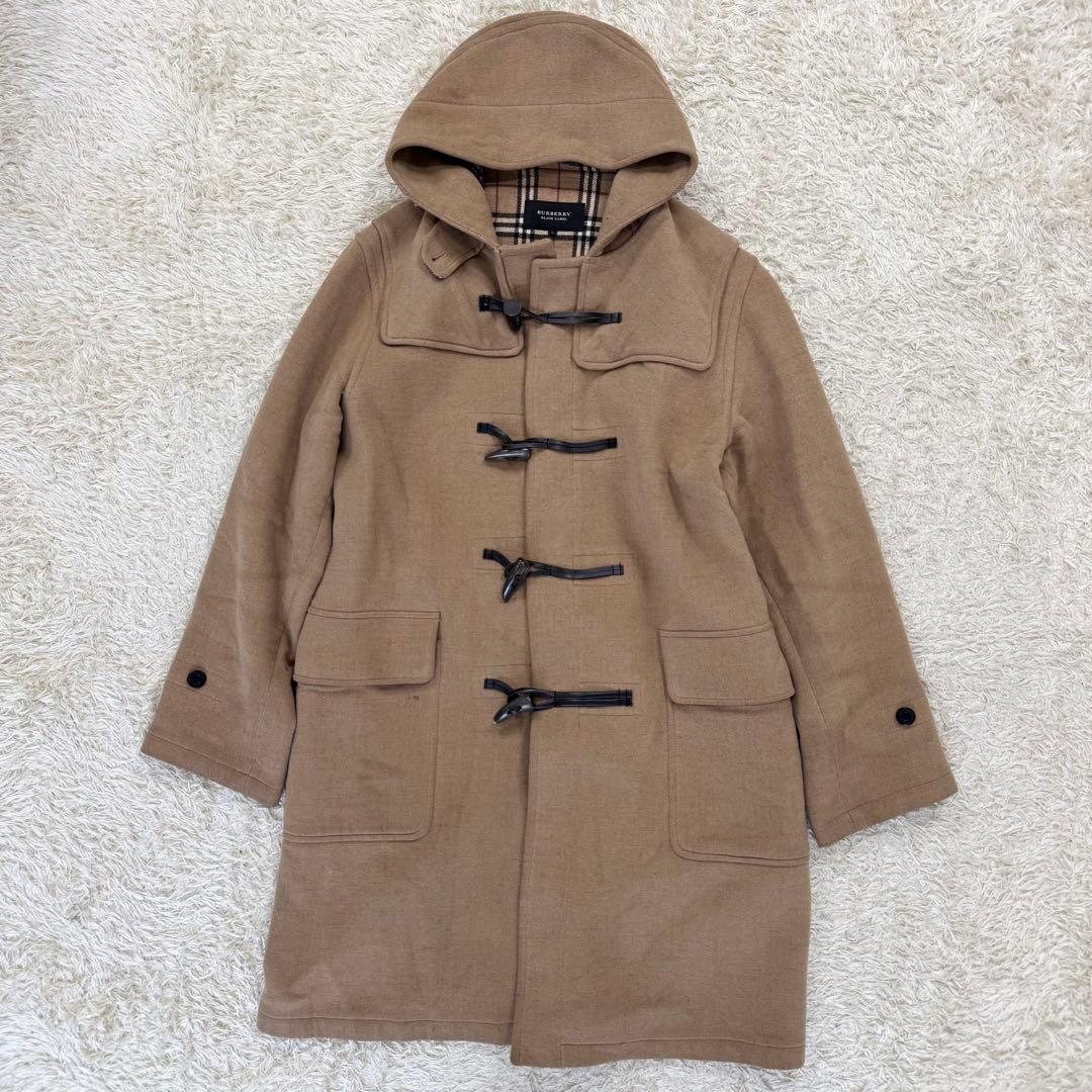 バーバリーブラックレーベル　ダッフルコート　ノバチェック　ウール　Lサイズ