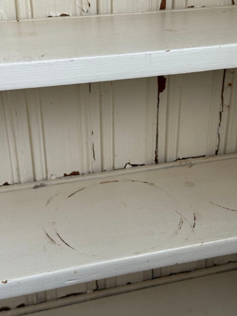 フランスアンティーク　木製ペイントブックシェルフ5段