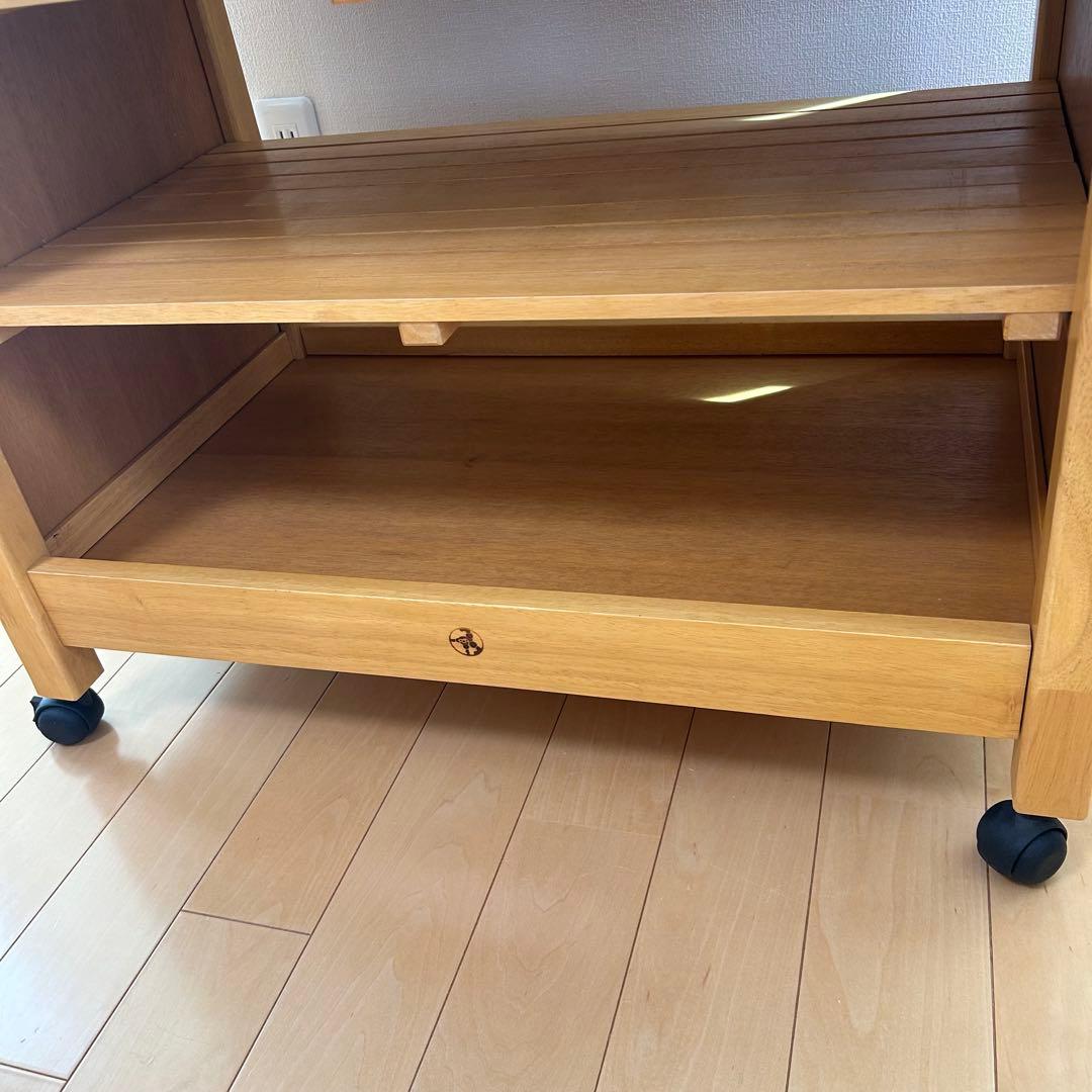 森のサーカス　キッチンワゴン　タイル付　バタフライ　ワーキングワゴン天然木