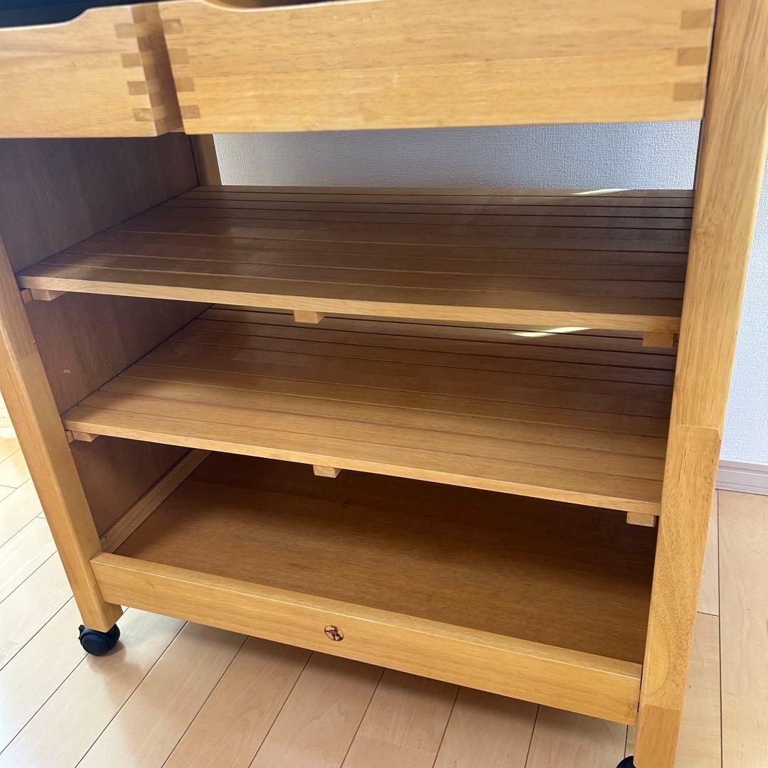 森のサーカス　キッチンワゴン　タイル付　バタフライ　ワーキングワゴン天然木