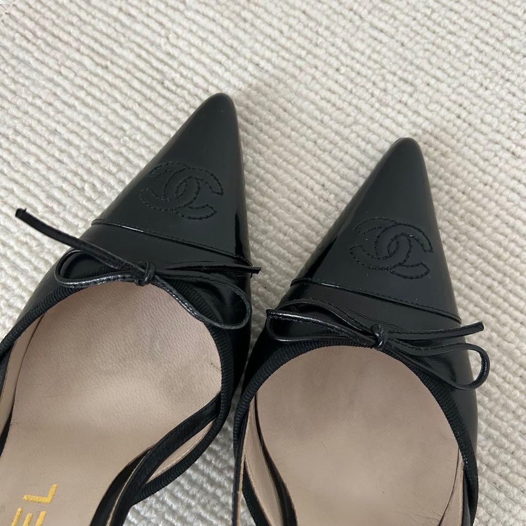 CHANEL シャネル パンプス ミュール 黒 22.5cm