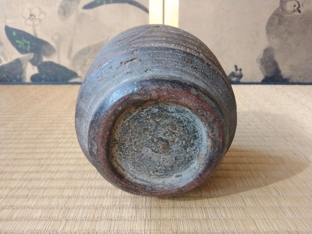 江戸時代前中期　武雄系唐津櫛目水指　壺　骨董　古美術　茶道具　花器　壺　古陶