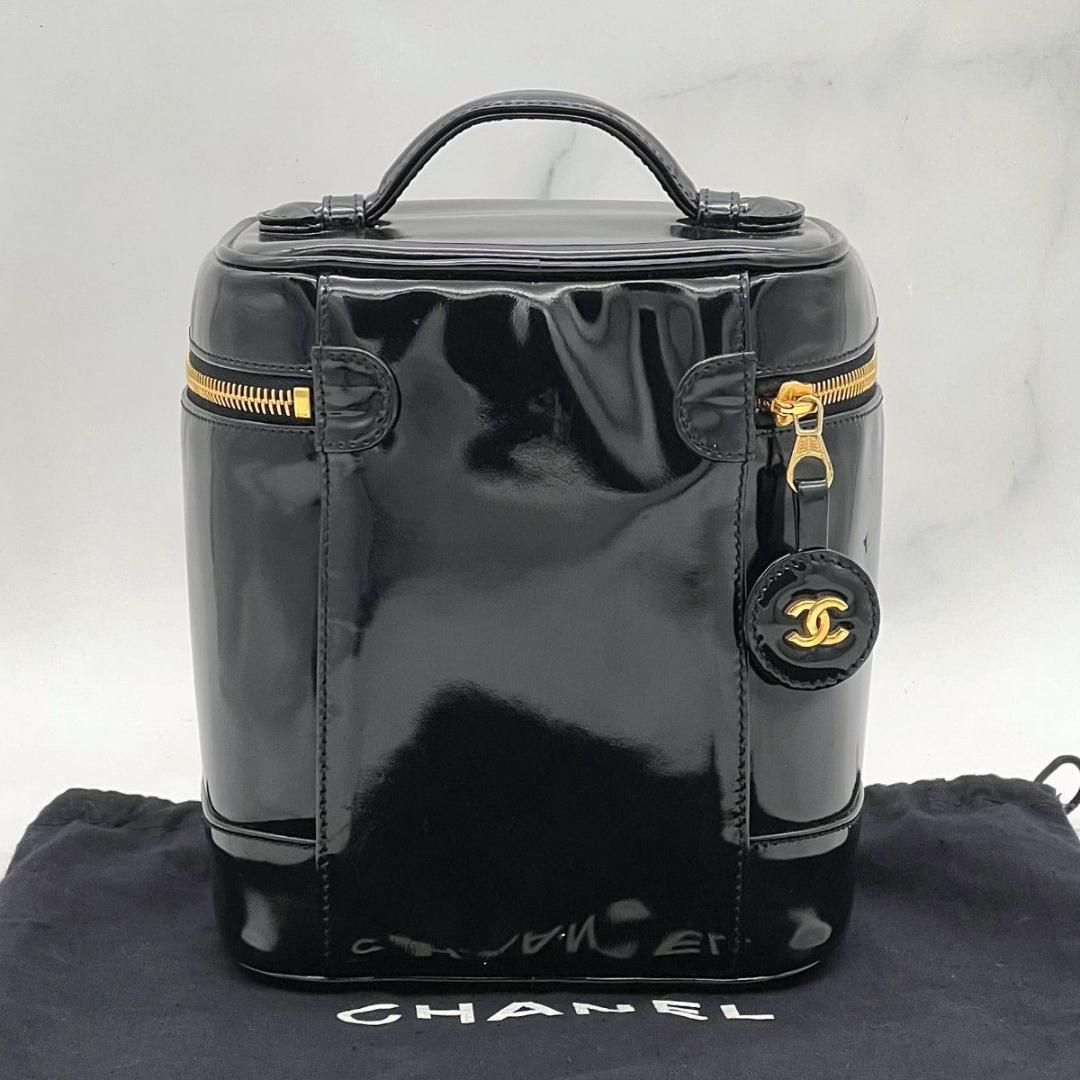 【カード袋付】 シャネル バニティ デカココ ココチャーム ブラック パテント