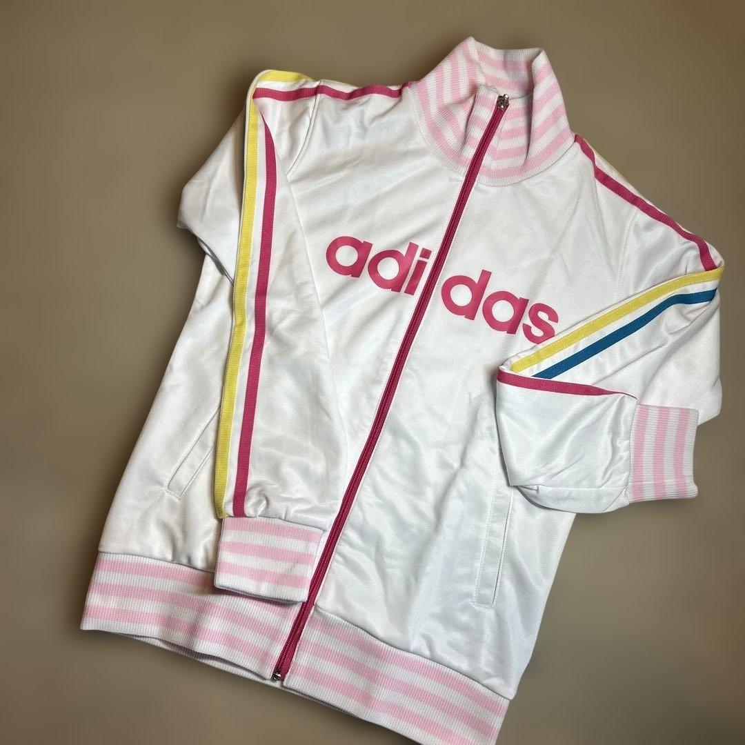 adidas ジャージ上下セット ホワイト ストライプ