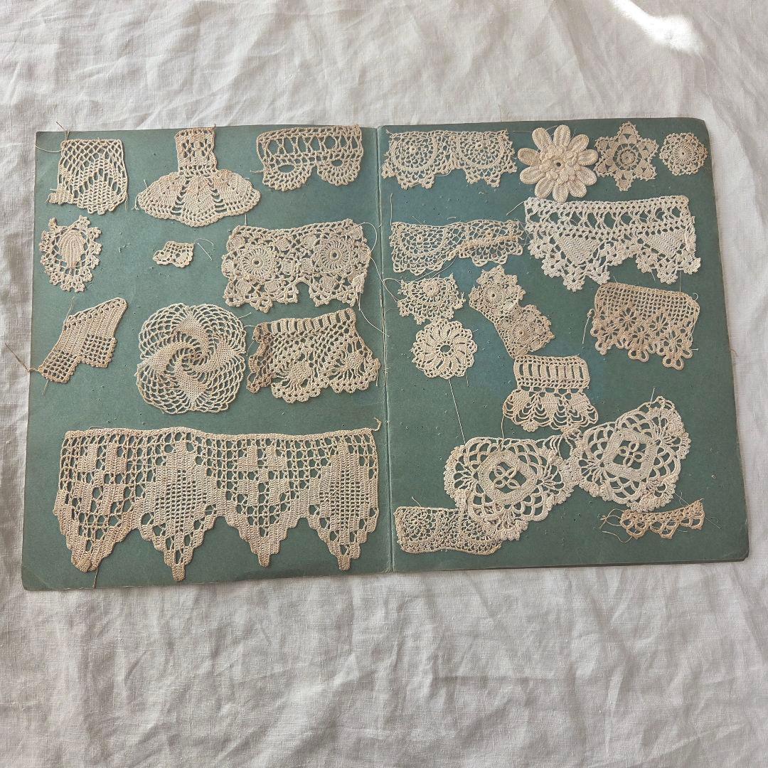 フランス　アンティーク　サンプラー　クロッシェレース