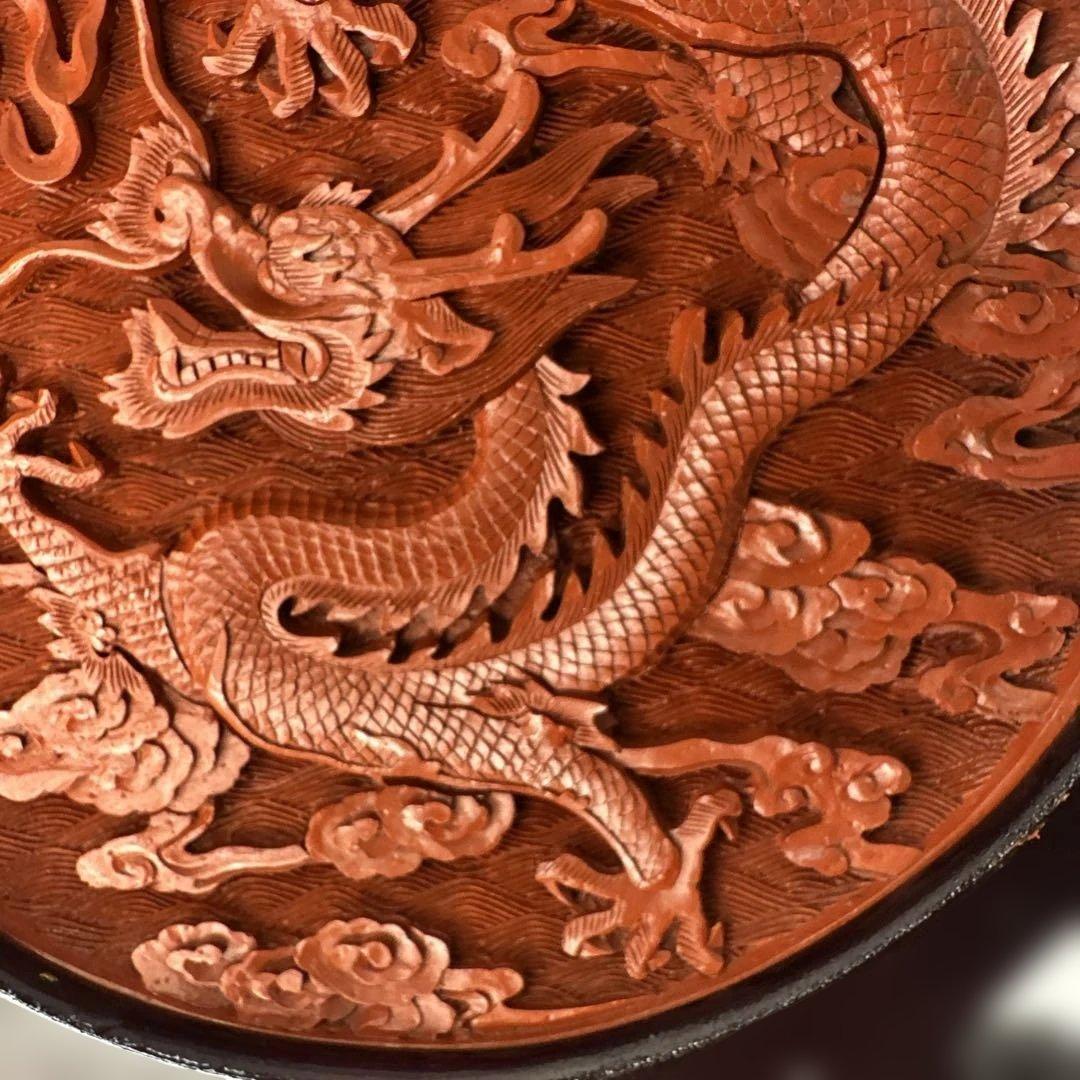 漆器 中国美術 古美術 漆芸 堆朱 皿 骨董 丸盆 飾り皿 中国 彫刻 置物