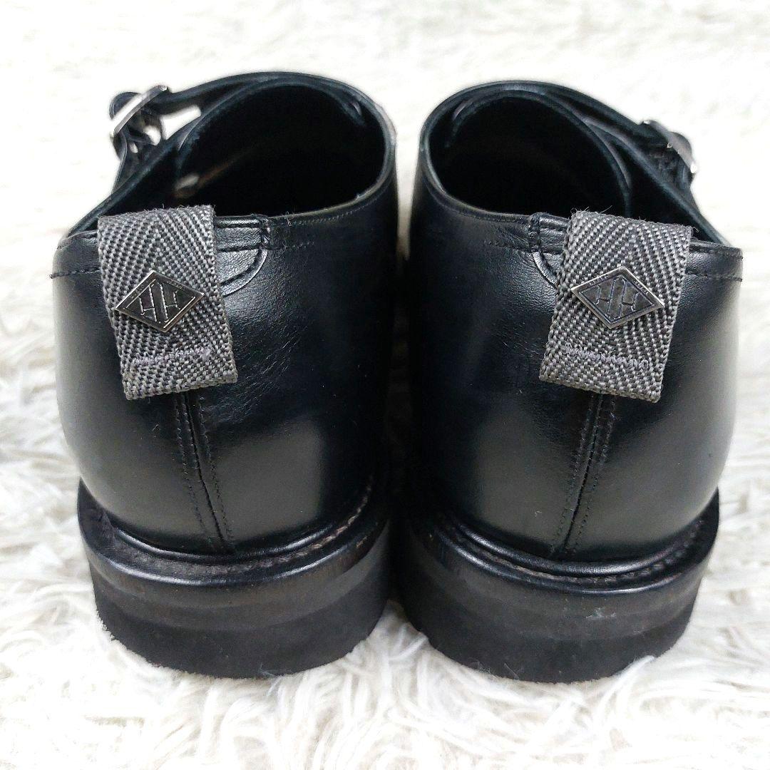 WH ダブルエイチ ダブルモンクストラップ ベルト オールレザー 革靴 ブラック