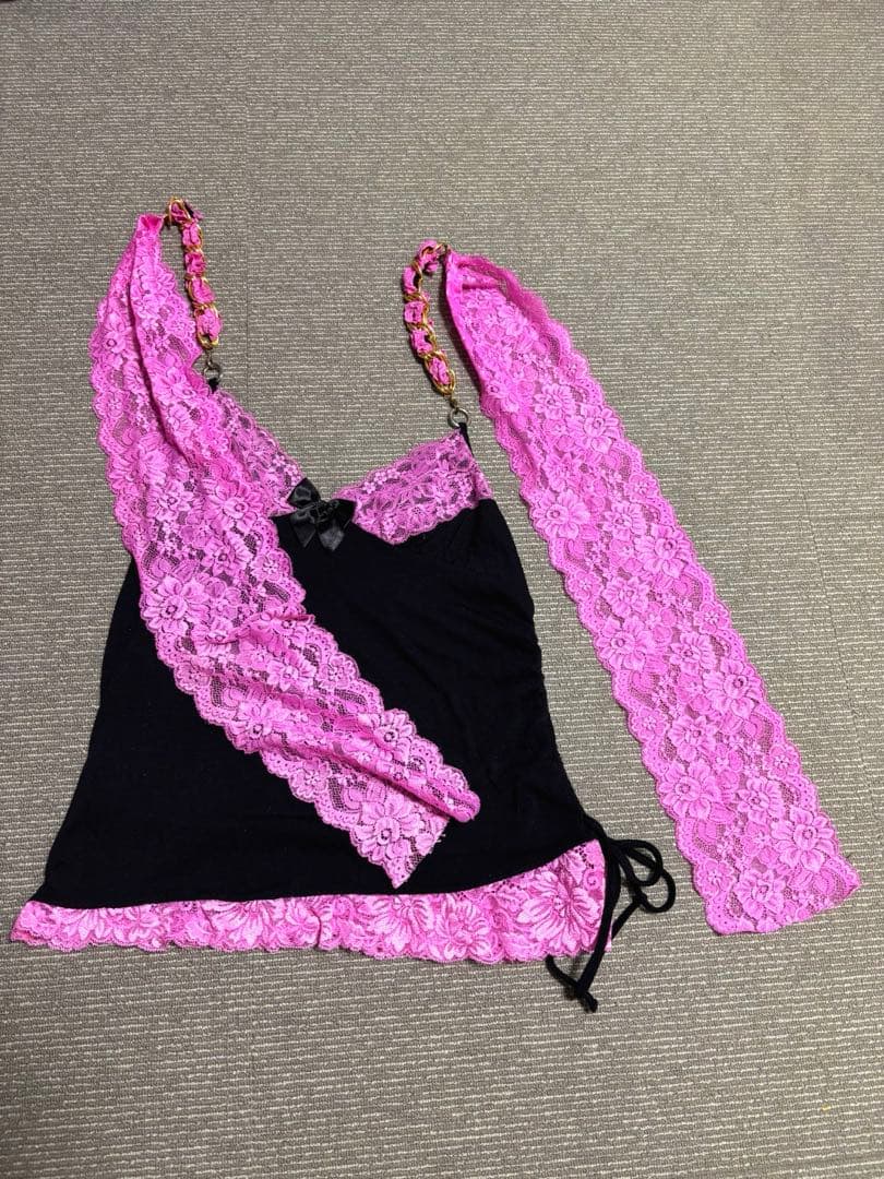 MARSレースおリボンホルターネックキャミY2k平成ギャル姫ギャル平成女児