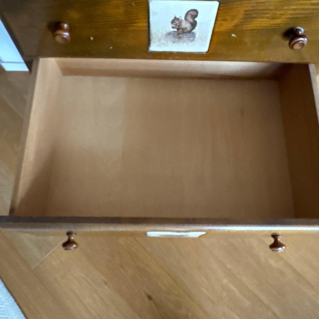 木製4段チェスト 動物イラスト付き