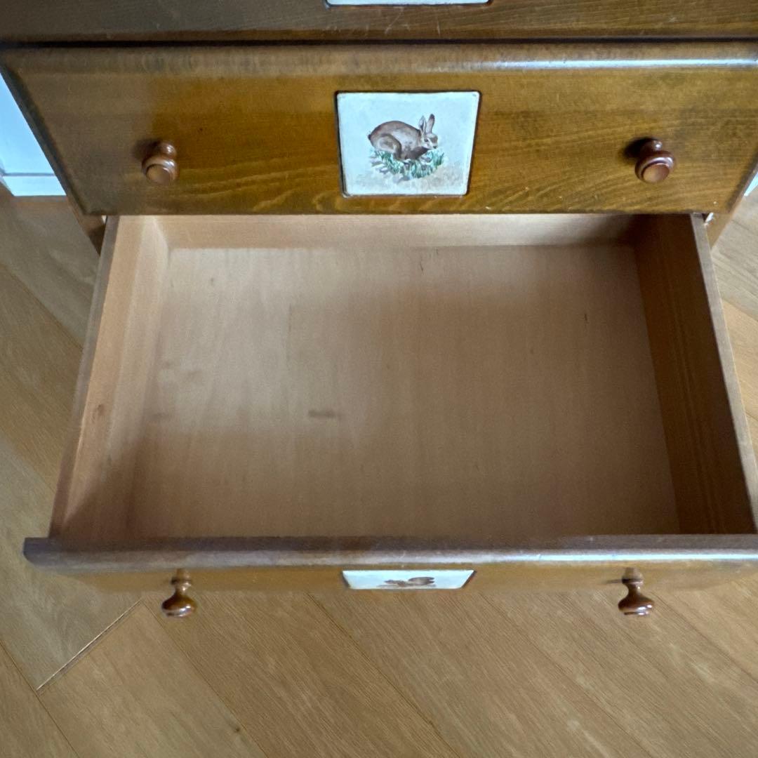 木製4段チェスト 動物イラスト付き