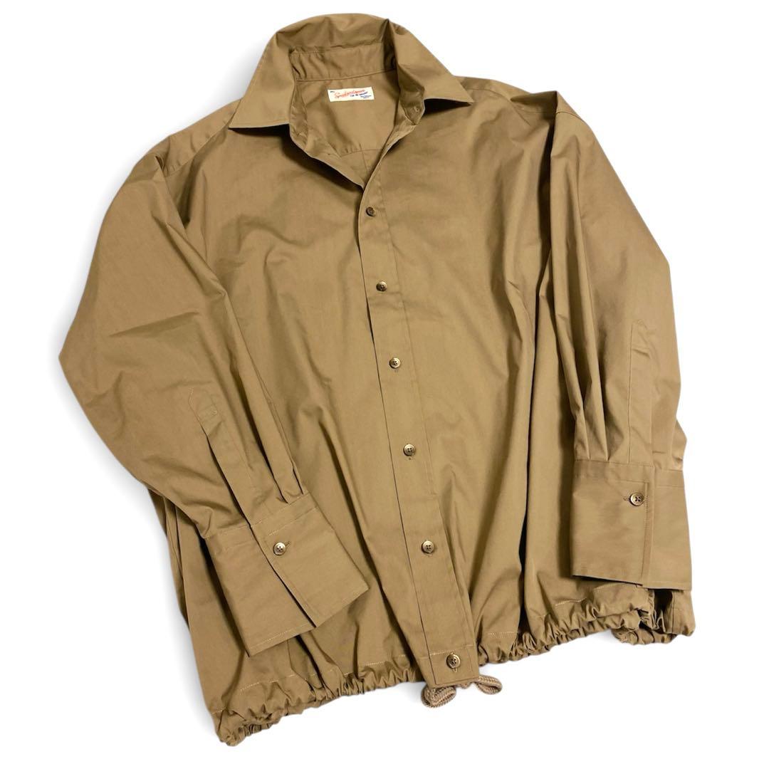 美品 スピックアンドスパンCO/PEヘムギャザーシャツ ゆったり ベージュ