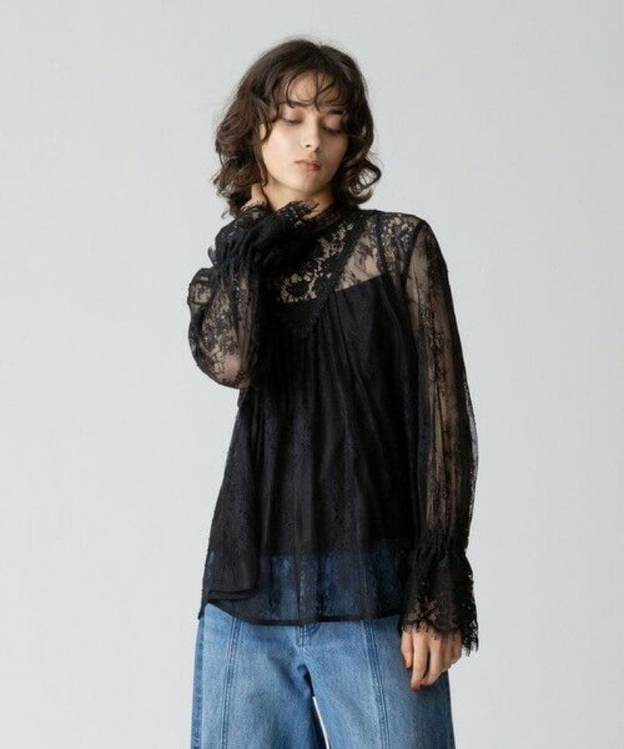 新品未使用　アルアバイル　レースBOHOブラウス　ブラック　ルルウィルビー