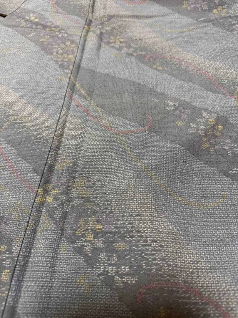 【極美品】重要無形文化財 本場結城紬「結」グレー「極上120亀甲」地機