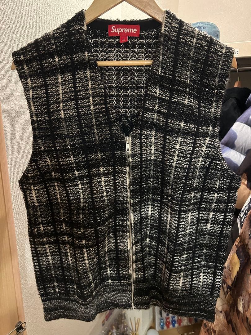 Supreme Speckled Zip Up Sweater Vest 黒M
