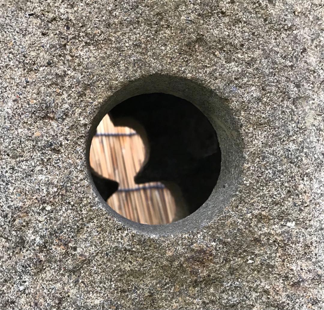 【天然自然石・四角笠灯篭・露地庭灯篭・瓢箪模様】庭石オブジェ置物ガーデニング造園