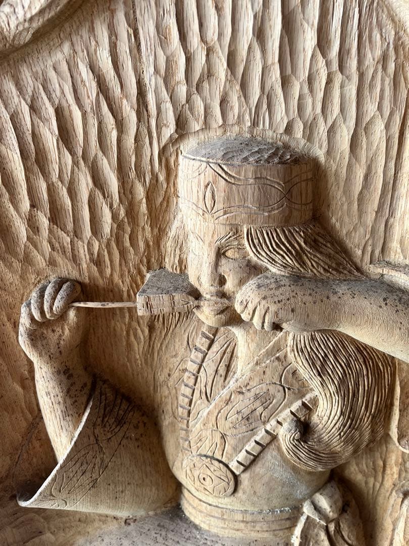 アイヌ木彫り壁掛け、 一枚板特大木彫り アイヌ彫刻壁画 、アイヌ特大126センチ