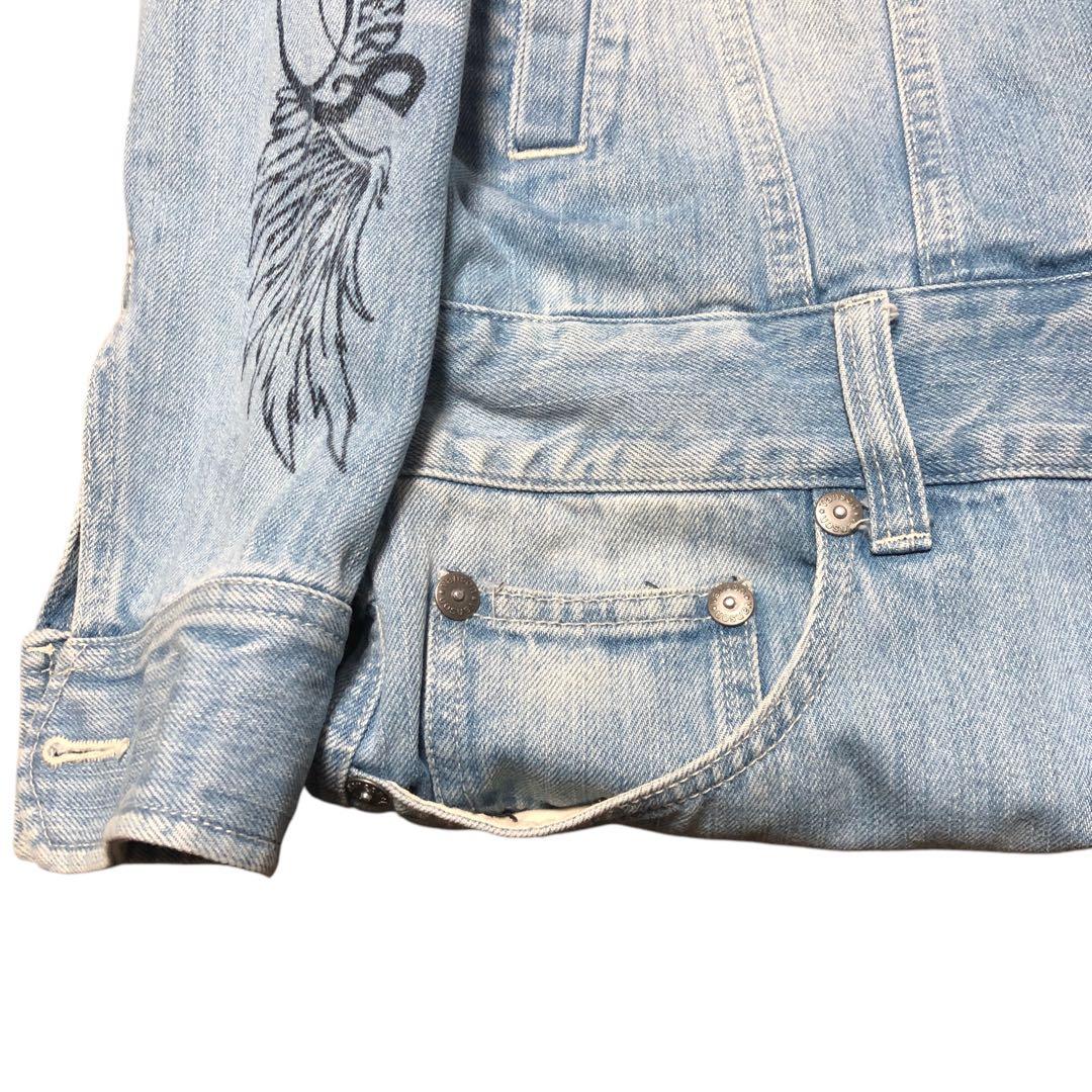 即納　vanson 刺繍入りライトブルー　デニムつなぎ　オールイン