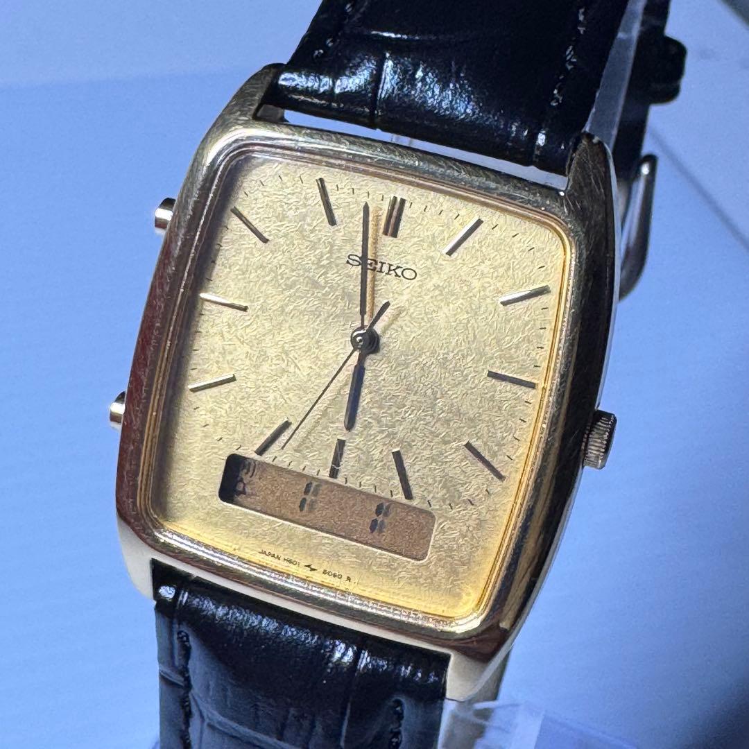 SEIKO メンズ ビンテージ デジアナ H601-5050 ゴールド 多機能