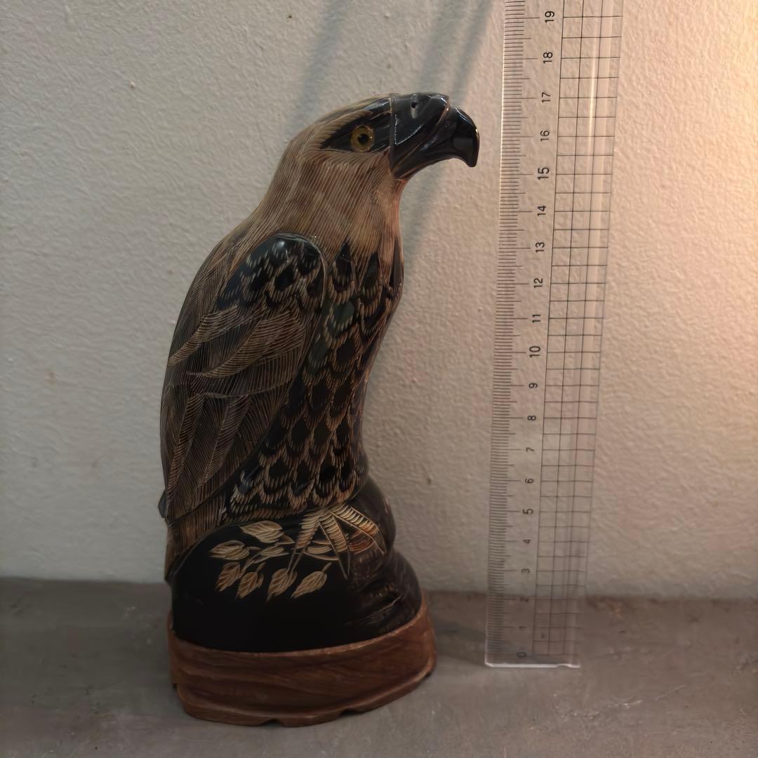 水牛の角　彫刻　民藝　鷲　アメリカ