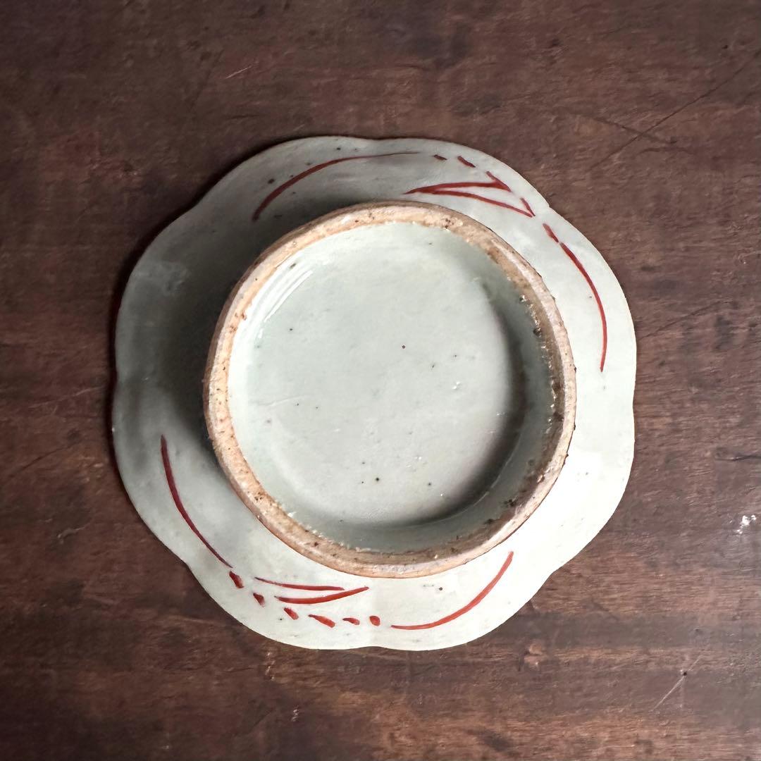 【希少】清朝期　粉彩　花の図　輪花皿　台皿　小皿　中国古玩　中国美術　骨董品　A