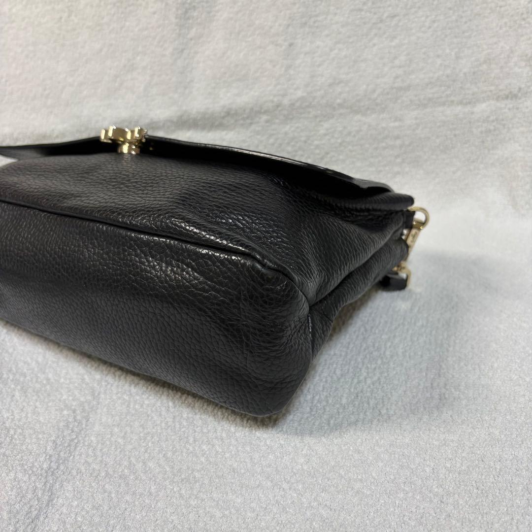 【真央】アニエスべー　レザーショルダーバッグ　シボ革