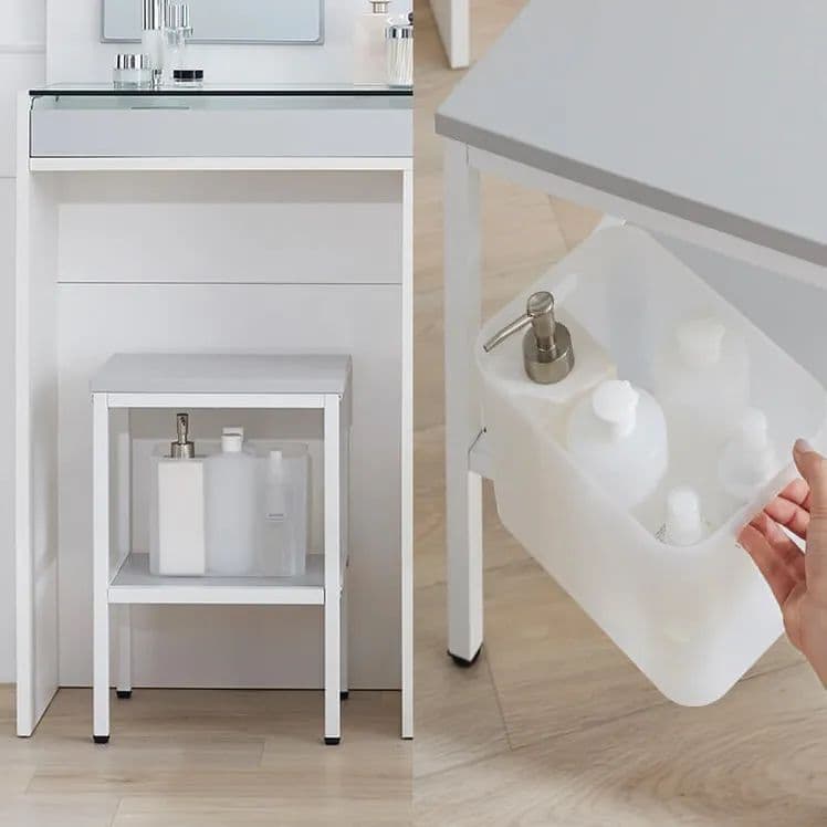 ドレッサー鏡台鏡メイク台チェア付きコンパクト省スペース棚木目調ガラス天板引き出し