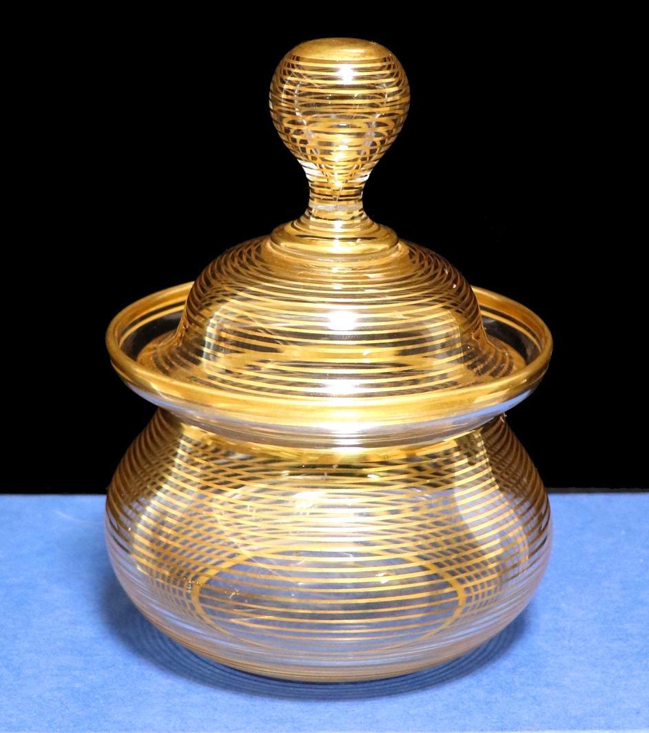 オールド・バカラ 明治～大正時代 春海商店特注 金彩千筋紋 大型蓋物