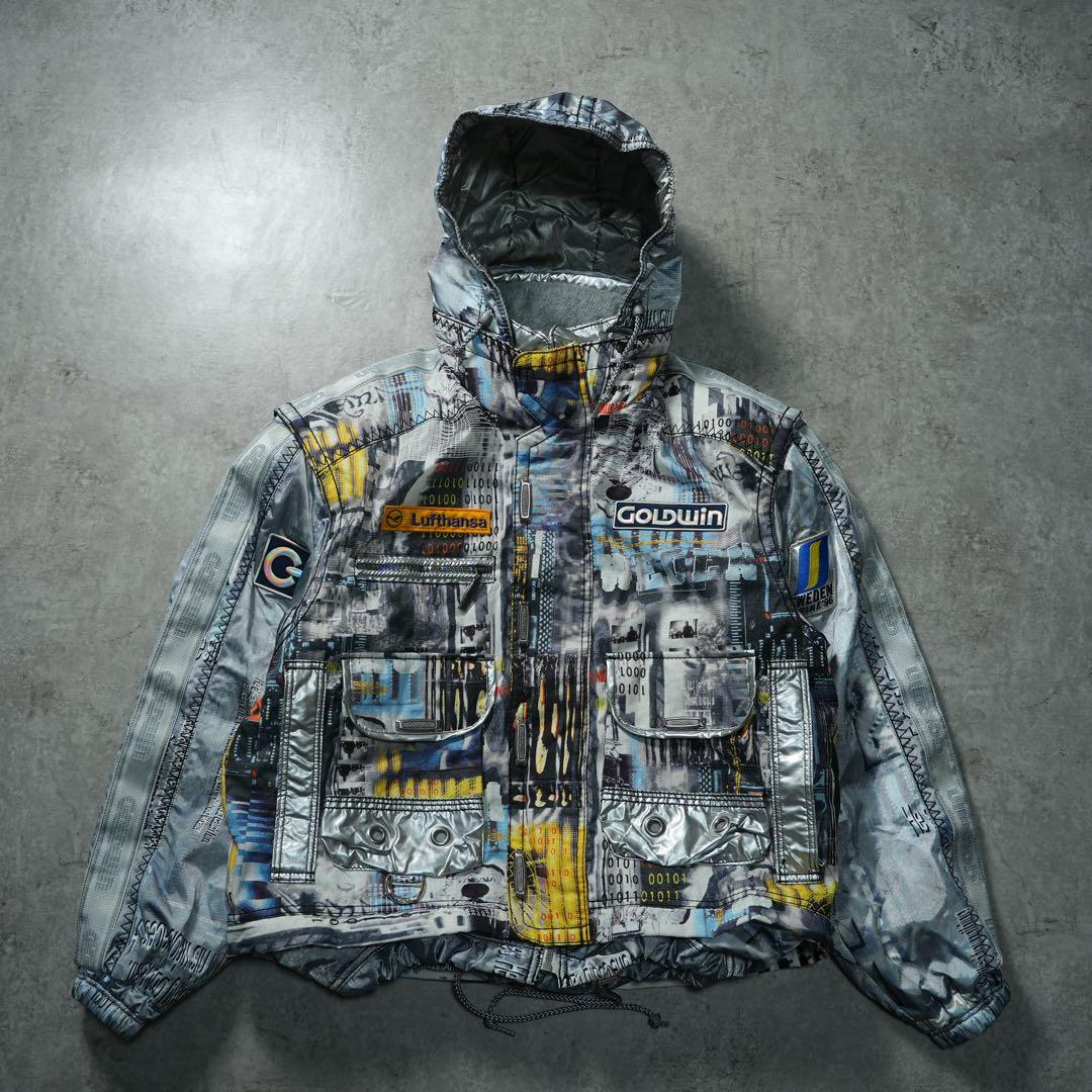 90s GOLDWIN archive 中綿ナイロンジャケット 短丈 シルバー