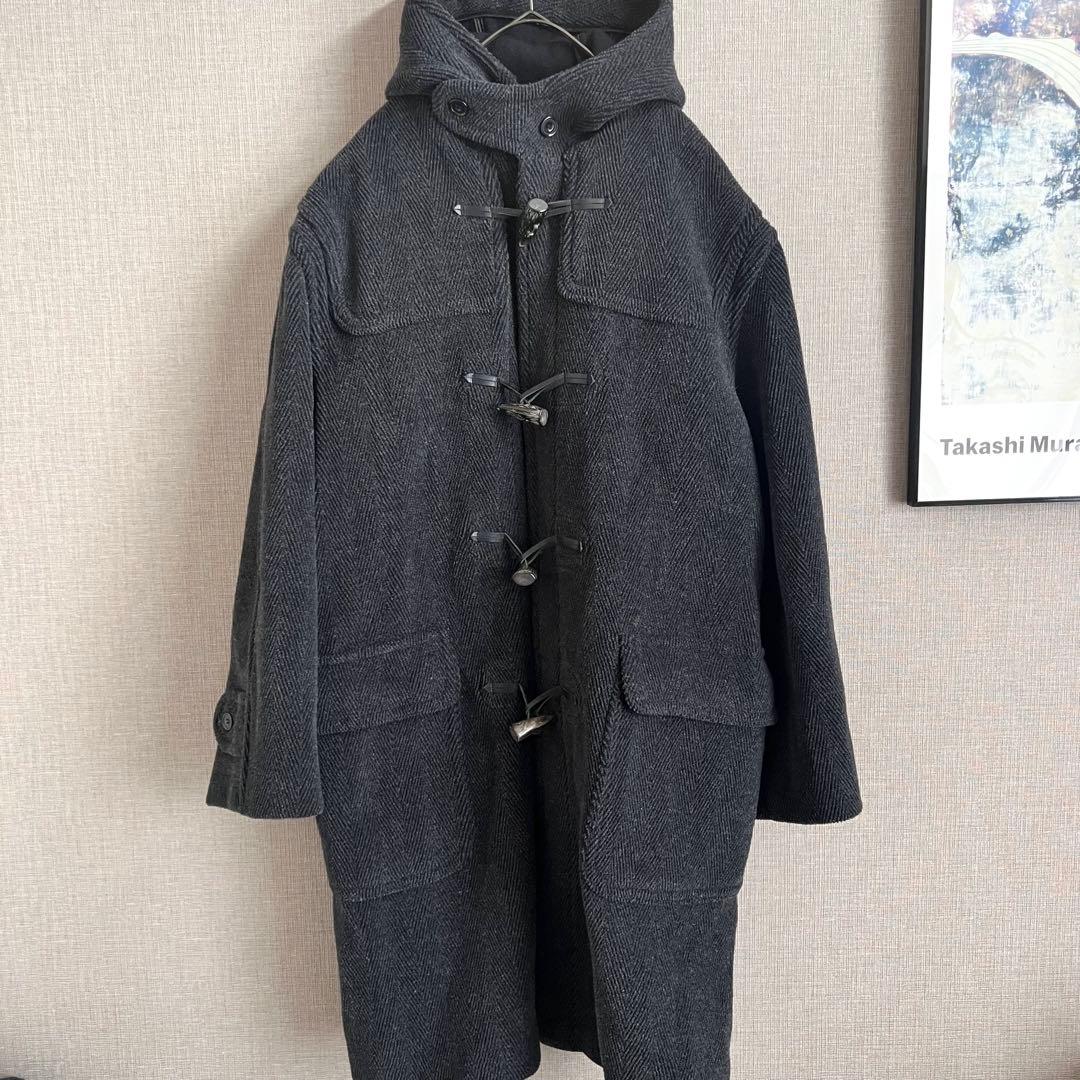 美品 グローバーオール キングストン ヘリンボーン ダッフルコート L グレー