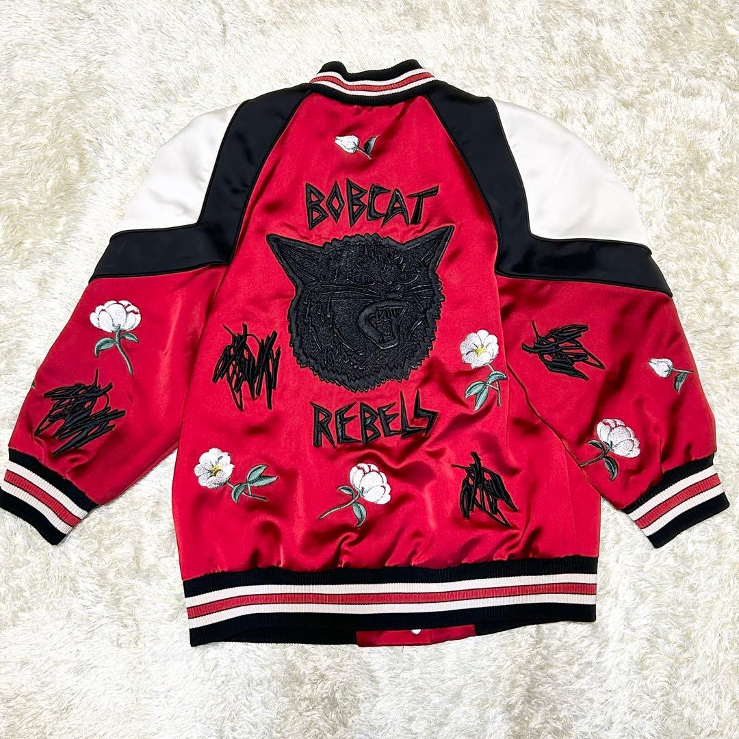 COACH コーチ スカジャン 刺繍 花 ボブキャット 2サイズ 赤