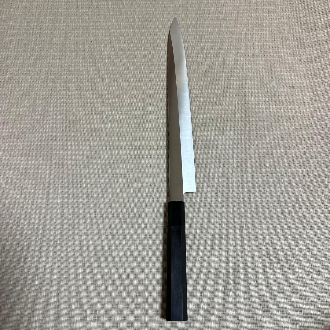 尺　柳刃　包丁　和包丁　本焼　黒檀黒水牛八角柄　新品　箱付き　V金10号