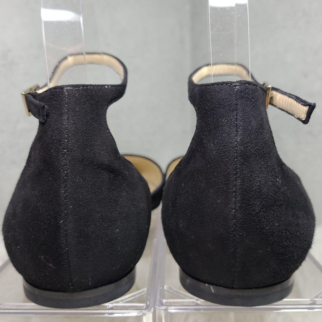 【JIMMY CHOO】ポインテッドトゥ　スエードローヒールストラップパンプス