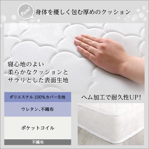 ロール梱包片面仕様ポケットコイルマットレス セミダブル [7266]