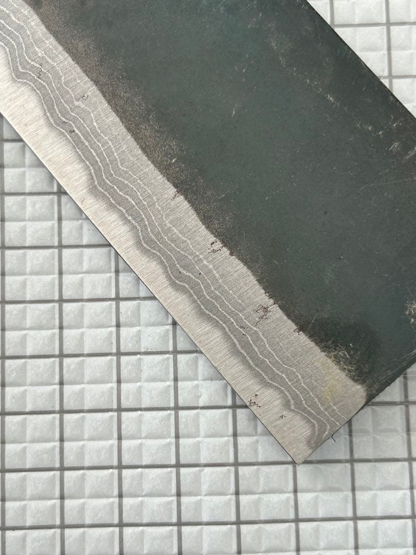 包丁 菜切包丁 菜切 ダマスカス 安来鋼青紙２号 165mm 黒打ち 朴丸柄 ②